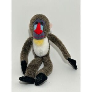 Mandrill Baboon Plush Stuffed Animal Monkey Long Limbs Brown Red Blue Face mini